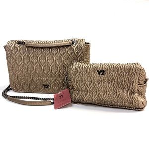 NEW! YNot? Gold Shoulder / Crossbody Bag w/ Matching Cosmetic Bag